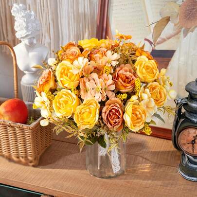 1/3 件 11.81 英寸人造玫瑰花丝绸牡丹假植物，花束，适用于秋季家居装饰、家居装饰、婚礼装饰、桌面中心装饰、秋季装饰、房间装饰、阳台装饰、厨房配件、餐厅、卧室装饰、浴室配件、万圣节装饰、圣诞节装饰、新年装饰、新娘手捧花、生日派对、节日装饰