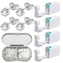 5pcs Ear Piercing Kit With Plastic Earrings For Ear Infection,Disposable Ear Piercing Gun Built-In Earrings Stud