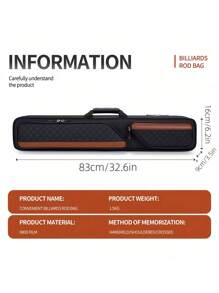 Estuche para taco de billar 3x4 que sostiene 3 tacos y 4 varas, estuche de transporte para taco de billar con asa y correa de hombro transpirable, bolsa acolchada para taco de billar con bolsillo frontal para accesorios, negro, regalo de Halloween