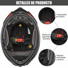 Casco Motocicleta Abatible Con Luz Led Dot Negro/rojomocoerl - M - Ver 8