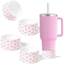 QY Coquette Pink Bow Silicone Boot 4 Pack Anti Slip Protective Sleeve For   30 40oz Cute Bottom Protector Cover For  Tumbler IceFlow Flip  Birthday Gifts For Women 2216 - 如圖 - 查看 1