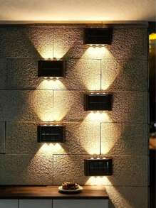 Solar Outdoor Patio Light, 10 LED Bulbs Wall Mounted Fence Wash Light, Up/Down Lighting, Suitable For Exterior Wall, Full Brightness Use, Energy-Saving LED Lighting Modern Pendant Light, Acrylic LED Lamp, Patio Outdoor Light