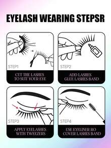 10 Pairs Russian Style False Eyelashes, D-Curl Thick & Fluffy Lashes For Daily & Party, Charming Eye Makeup, Travel Essential Strip Lashes,Lashes,Eyelashes,Fake Lashes - Black - View 8