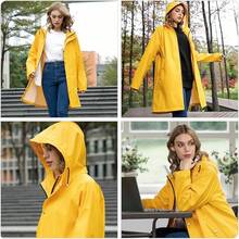 UNIQUEBELLA Rain Jackets For Women Waterproof, Raincoat Long Hooded Rain Coats Outdoor Windbreaker Trench Coat - 黃色 - 查看 5