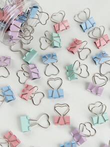 Kẹp bìa hình trái tim các loại, kẹp bìa đầu phẳng các loại, dùng để sắp xếp giấy tờ, ghi chú, ảnh và tài liệu - Đồ dùng văn phòng, gia đình, trường học và thủ công, phần thưởng khi trở lại trường, v.v. - Nhiều màu - Xem 1