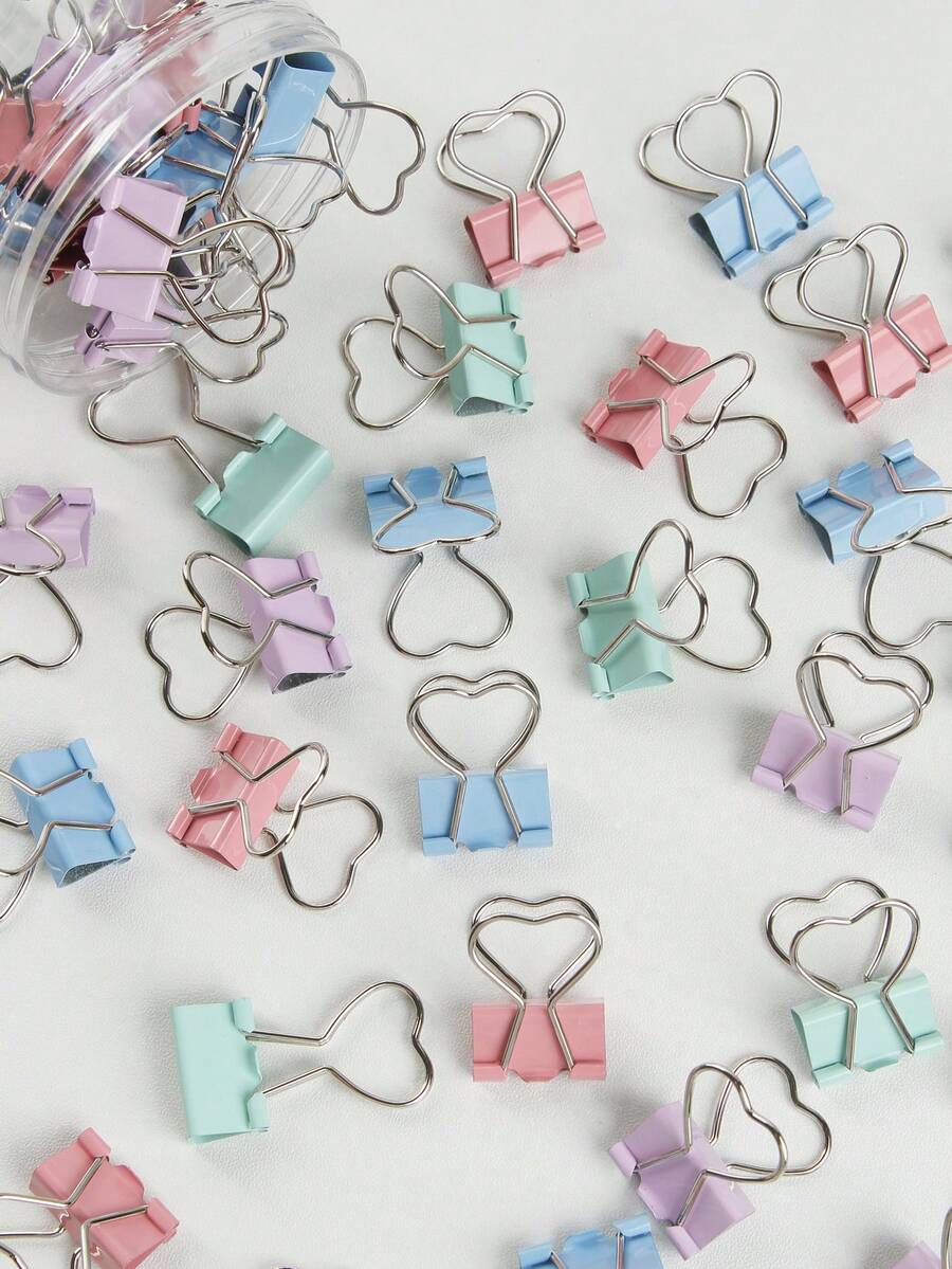 Kẹp bìa hình trái tim các loại, kẹp bìa đầu phẳng các loại, dùng để sắp xếp giấy tờ, ghi chú, ảnh và tài liệu - Đồ dùng văn phòng, gia đình, trường học và thủ công, phần thưởng khi trở lại trường, v.v. - Nhiều màu - Xem 1