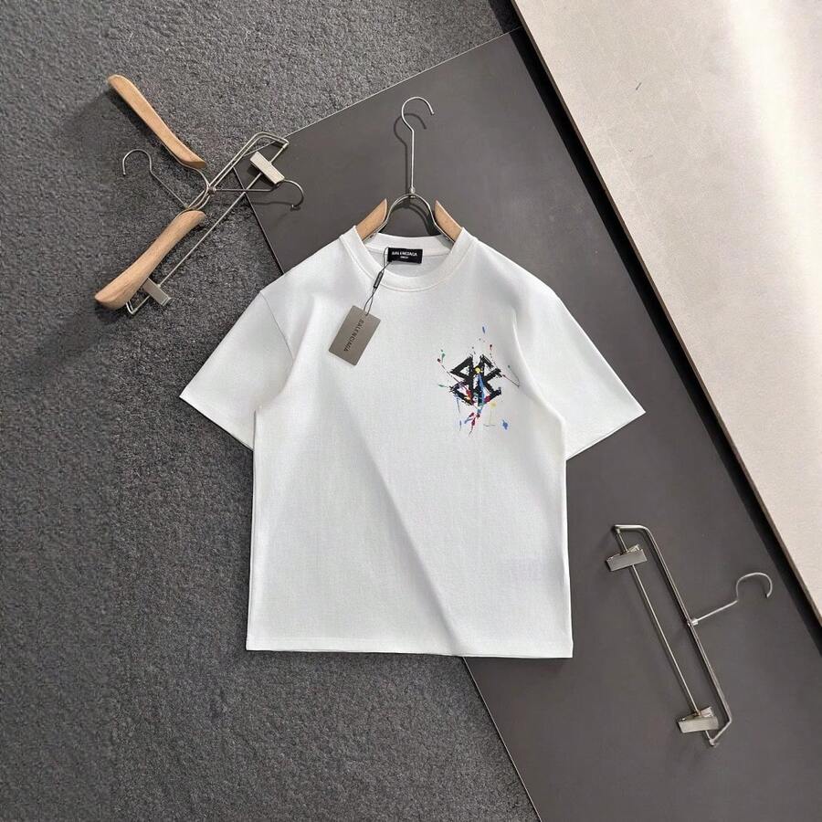 Black Shirts Men - Balenci Artistic Color - Splash Graphic Tee - trắng - Xem 1