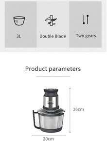 3L Stainless Steel Electric Meat Grinder, With 4 Sharp Blades, Can Grind Meat, Vegetables, Fruits And Nuts. SOKANY - EU C Type Plug(220-240V) - View 4