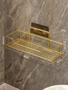 1个北欧风格浴室收纳篮，铁艺壁挂式淋浴房整理架，适用于宿舍，无需钻孔浴室 - 金色 - 查看 19