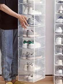 1/4/8 Cajas para zapatos, estanterías para zapatos, apilables, individualmente desmontables, transparentes para el hogar, estilo cajón, caja de almacenamiento de plástico con tapa antipolvo