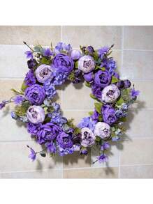 1 pièce Composition florale de centre de table de mariage - Couronne de fleurs artificielles roses avec bougie, couronne de printemps/été pour porte d'entrée, cérémonie - Bougeoir de fleurs artificielles feuilles, couronne florale en soie rose avec support de bougie, petites fleurs en plastique pour décoration de mariage, bouquet de mariée, décoration de centre de table, jardin, cour, mariage, anniversaire, douche, décoration de chambre esthétique, salle de classe, bureau, balcon, centre commercial, Saint-Valentin, cadeau