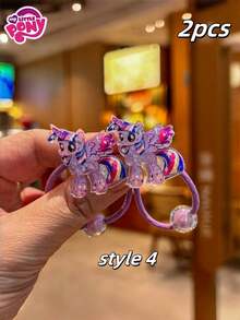 MY LITTLE PONY 1/2个闪亮独角兽珠子发带 小马宝莉风格发圈 时尚头饰 发饰 派对装饰用品 家居装饰摆件 房间装饰 圣诞礼物 情人节礼物 生日礼物 纪念礼物 女士纪念品 可爱美学 情人节礼物 装饰品 家居装饰 情人节礼物