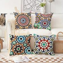 4 piezas de Fundas de almohada decorativa de estilo abstracto y bohemio, de una sola cara, adecuadas para el porche, terraza, sofá, sala de estar, exterior, sin relleno incluido