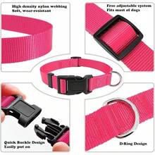 Collar de perro rosa fuerte, collares básicos para perros con collar de nylon transpirable de liberación rápida para cachorros, perros pequeños, medianos y grandes, niña - Rosa Fucsia - Ver 3