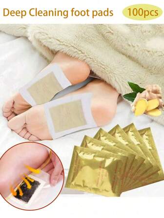 100 片金艾草足贴，天然足部护理贴，深层清洁，缓解压力，改善睡眠，日常使用