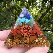 Boho Resin Geometric Pyramid Decor Large 6.5cm - Aesthetic Crystal Obelisk Shelf Decor, Zen Office Ornament, Spiritual Gift For Women Men,Nique Gift Idea For Housewarming Office Desk Display