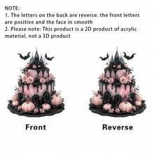 1pc Halloween Cake Desktop Decorative Ornament, 2D Flat Acrylic Desktop Art,Black Bat Halloween Room Decorations,Gift For Friends