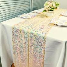 1 pezzo Runner da tavolo per festa della sirena, runner da tavolo con paillettes olografiche da sirena, adatto per feste in acqua, decorazioni per feste di compleanno, forniture per feste da sirena, regalo per compleanni