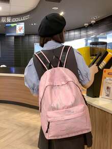 School Backpack, Students Bookbag, Campus Bag, College Style, Campus Bag, Back To School, Rucksack, Backpack For Middle/High School Girls, Indie Style, Aesthetically Design, Backpack For Female University Students - Multicolor - View 8