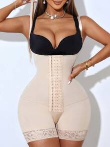 Damen Formender Bodysuit, BH-Bügelform, Beinverschlankung, Taille & Bauchkontrolle, offenem Schritt mit 4 Haken-Verschluss