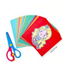 Kit de manualidades de corte de papel para niños con tijeras, para cortar papel, manualidades de papel y desarrollo de habilidades motoras finas - Multicolor - Ver 4