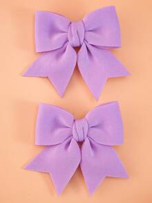 2pcs Girls Purple Bowknot Hair Clips, Fashionable & Cute For Everyday Use - Purple - View 2