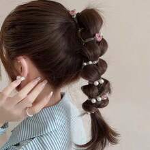 1pc Butterfly & Rose Telephone Wire Hair Scrunchie, Ponytail Holder, Stylish Hair Accessory - Multicolor - View 9