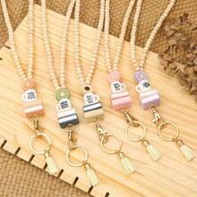 1pc Silicone Bead Book & Flower Beaded Key Chain, Lanyard, Teacher Gift School - Multicolor - View 5