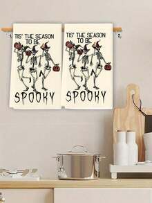 2 件万圣节手巾，带有邪恶南瓜和骷髅设计的手提袋，厨房和餐厅装饰，户外派对用品，适用于万圣节厨房和浴室装饰浴室厨房装饰洗碗布厨房毛巾 - 彩色 - 查看 11