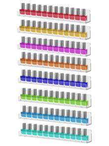Nail Polish Wall Rack: 8 Shelves 12 Inch Clear Acrylic Nail Polish Organizer For 50-80 Bottles Multi-Purpose Acrylic Floating Shelves (15 Inch, Clear),For Holiday Beach, Bathroom Collection, Bedroom Collection, Large Capacity - Clear - View 11