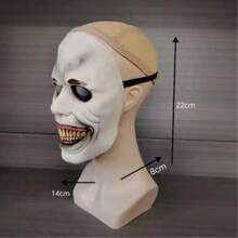 1 Stück Halloween Maske aus natürlichem Latex, wiederverwendbar, mit weißen Augen und lächelndem Ausdruck, skurrile Latex-Maske, unheimliche Maske, Party Rollenspiel Kostümzubehör, Feiertagsparty Verkleidung Requisiten