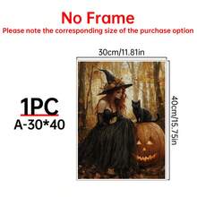 1 bức tranh tường vải canvas phù thủy Halloween quyến rũ cảnh rừng mùa thu với mèo đen và đèn lồng bí ngô, đồ trang trí theo mùa ma quái, đồ trang trí nhà cửa, thẩm mỹ trang trí phòng, tranh tường vải canvas, khung tùy chọn áp phích phòng, đồ trang trí phòng ngủ - 1 cái - Xem 17