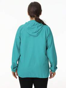 1pc Women's Lightweight Hooded Solid Color Running Beach Jacket, Plus Size Outdoor Casual Sports Wear, Summer - Baby Blue - View 9