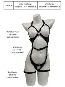Conjunto de body de una pieza para mujer, conjunto portador de arnés sexy, conjunto de ligas de Body completo con arnés de jaula de Body ajustable elástico para mujer