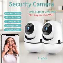 1pc/2pcs 1080P WiFi Security Camera, Full-Color Night Vision, Spotlight & Siren, Two-Way Audio, Pan/Tilt/Zoom, Compatible With Alexa, WiFi-Enabled, Motion AI Tracking, Suitable For Teens, Elderly And Pets, Indoor & Outdoor Home Security Surveillance System