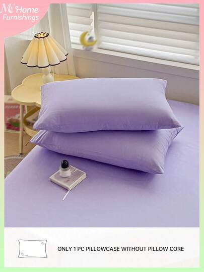 1pc Purple Pillowcase For Dorm Bedroom, Super Soft All Season, Washable, No Filling