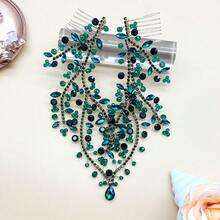 1件女士水晶额饰，水滴形水钻新娘头饰，适合婚礼、生日派对、旅行等场合，也可作为情人节配饰。