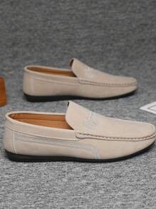 男士一脚蹬乐福鞋，夏季新款时尚透气休闲乐福鞋，耐磨柔软轻便，金属装饰，3色可选，适合户外、通勤、办公室、婚礼、商务、英伦风 - 查看 1