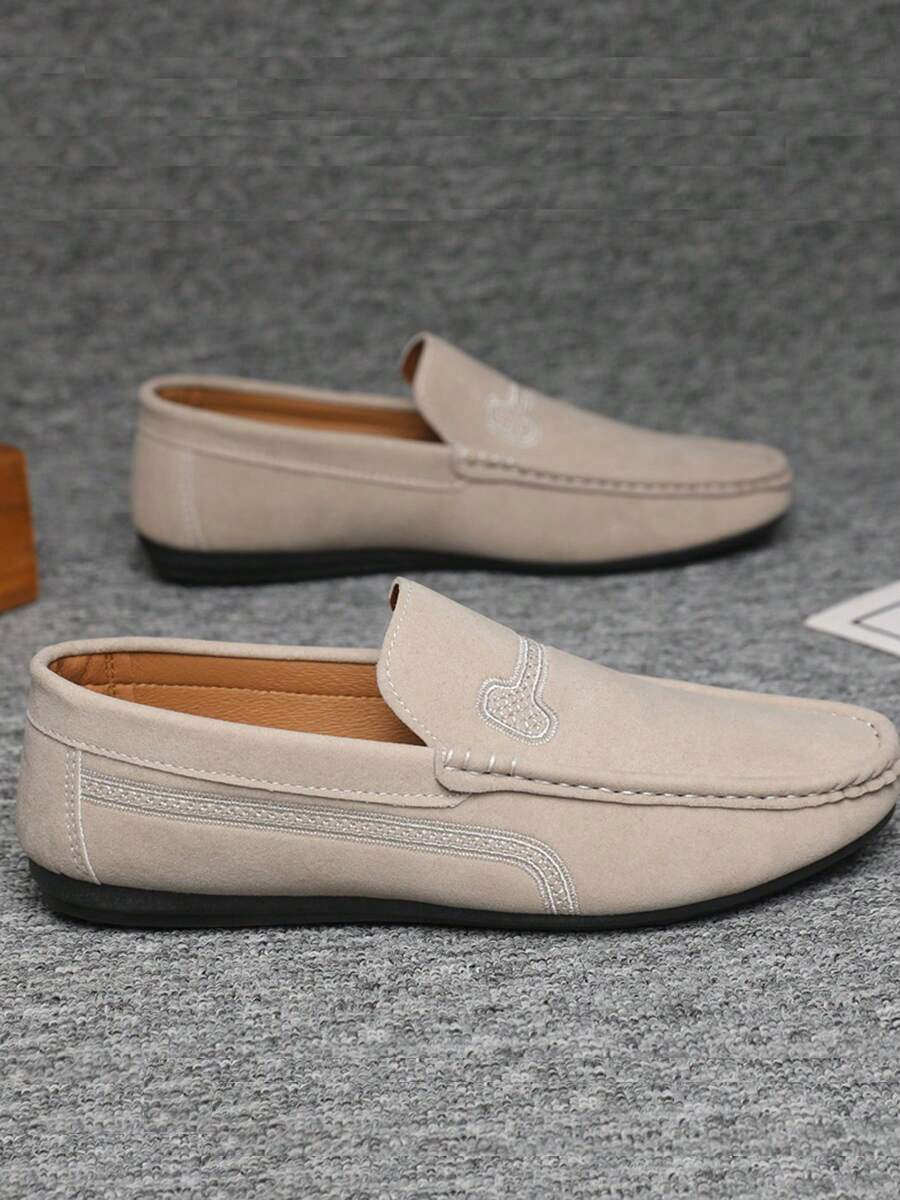 男士一脚蹬乐福鞋，夏季新款时尚透气休闲乐福鞋，耐磨柔软轻便，金属装饰，3色可选，适合户外、通勤、办公室、婚礼、商务、英伦风 - 查看 1