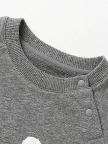 mini bala 儿童柔软弹力卫衣 2025 可爱舒适长袖 - 中花灰 - 查看 6