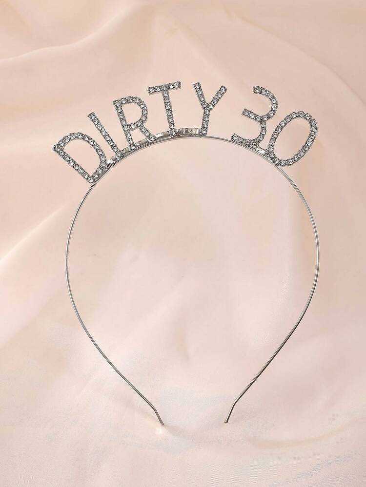 简约时尚的生日皇冠，DIRTY 30，完美的生日配饰，锌合金发箍，以及镶有水钻的生日发箍。 - 銀色 - 查看 8