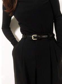 2 件针扣装饰牛仔裤和裙子简约时尚细腰带，女士休闲复古 PU 皮带，适合所有季节夏季、秋季、万圣节 - 彩色 - 查看 5