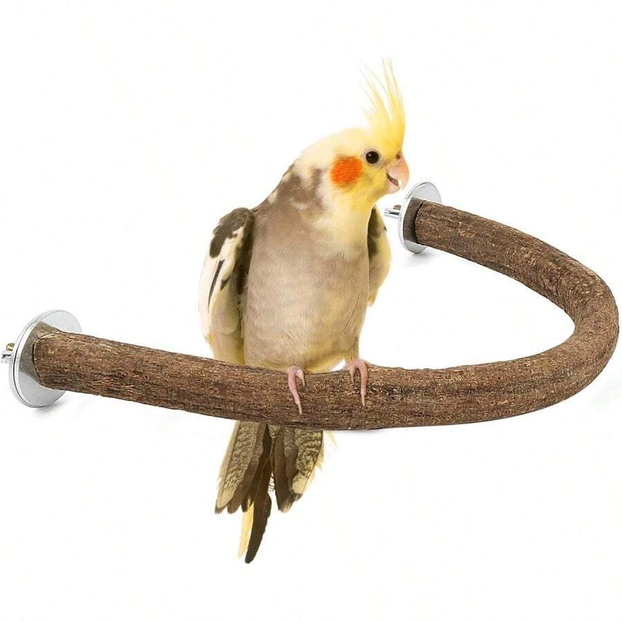 Rypet Parrot Natural Wood Stand Perch Swing U Shape Natural Parrot Perch U Shape Bird Chewing Stand Stick Bird Cage Accessories For Parakeet Conure Cockatiel Budgie Lovebirds  Parrots - 自然的 - 查看 1