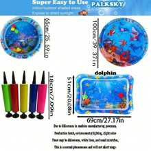 (1pc, 25.59in/39.37in) Upgraded Thicker Water Sensor Cat Toy Mat + Air Pump. Interactive Cool Comfortable Thicker Pet Water Sensitive Mat, Fish Water Sensitive Mat For Pet Play, Dual Charging PVC Pet Play Mat