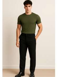 Men's Casual T-Shirt Slim Fit Basic Social Fashion - xanh quân đội - Xem 4
