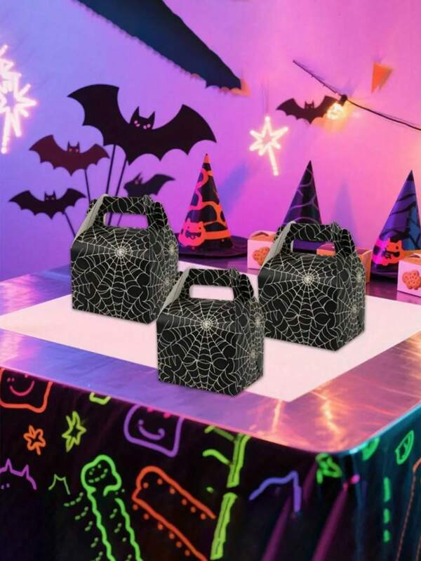 12 piezas Caja de tote de araña DIY, Decoración de Halloween, Suministros de Halloween, Caja de embalaje, Recuerdos de fiesta, Decoración de cumpleaños, Decoración de boda, Suministros de fiesta
