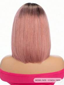 QVR QUEEN VIRGIN REMY Tóc giả bobo ren phía trước kiểu T-part 100% tóc thật, có tóc con, tóc Remy nguyên chất, tóc giả ren rẽ ngôi giữa, đường chân tóc tự nhiên, màu hồng ombre, tóc giả không cần keo dán dành cho nữ. - S4/PINK - Xem 3
