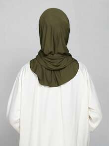 1 buah Jilbab Muslimah dari Kain Lembut, Bernapas, dan Anti-Pilling dengan Tali Pengikat Instan, Cocok untuk Pemakaian Sehari-hari Sepanjang Tahun - Hijau Tentara - View 6