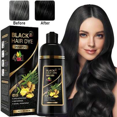 4 In 1 Herbal Hair Color Shampoo - Gentle And Non-Irritating For Men And Women - Instantly Covers Gray Hair, Dyes To Fashionable Hair Color, Plant Extracts, Nourishes Hair, Long-Lasting Color