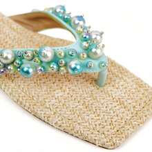 So Me Arielfn2 Pearl Embellished Thong Women's Vacation Boho Sandals  Plain    Elegant    Pearls    Sandals  Beach  Holiday  Wedding  School  Vacation  Party - 綠色 - 查看 3